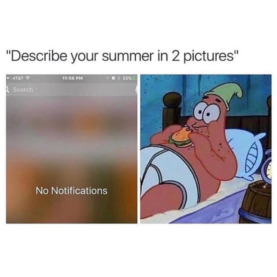 "Describe your summer in 2 pictures". No notifications.