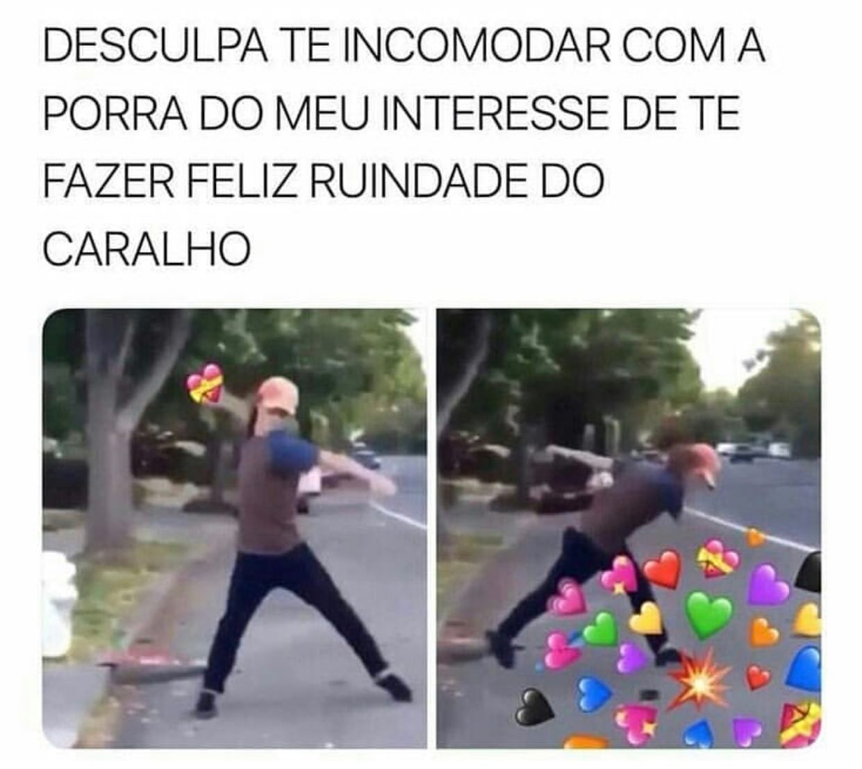 Desculpa te incomodar com a porra do meu interesse de te fazer feliz ruindade do caralho.