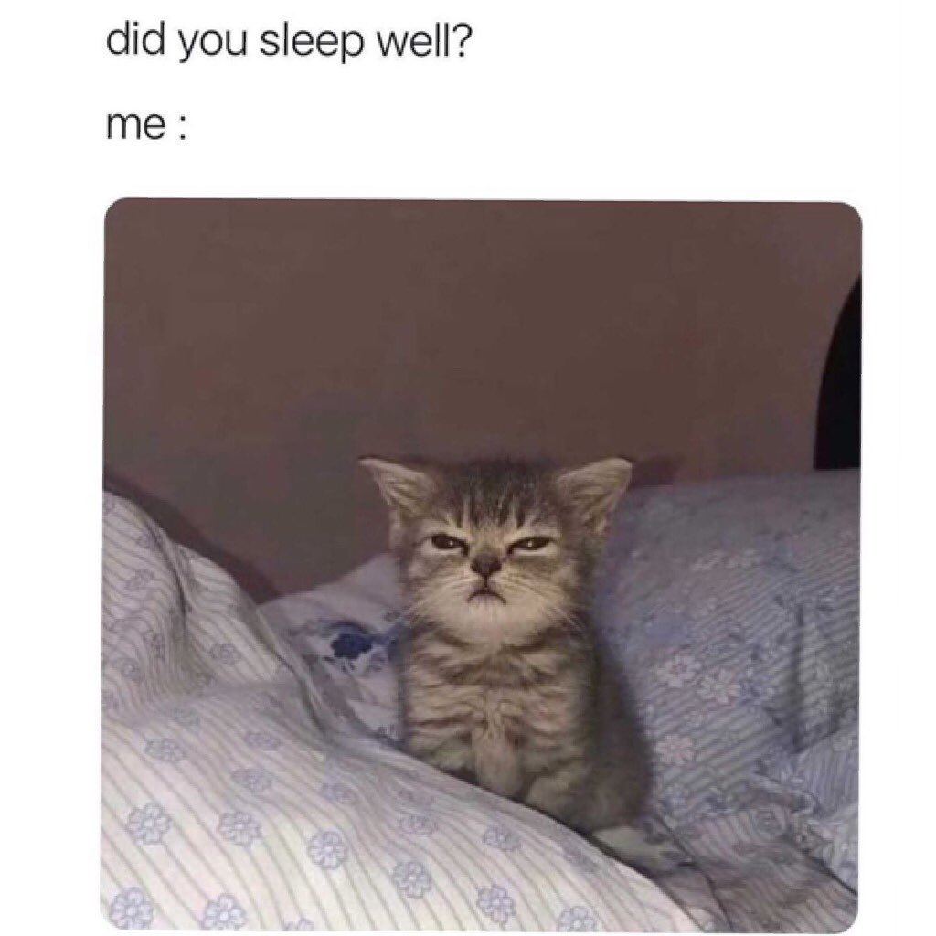 Did you sleep well?  Me: