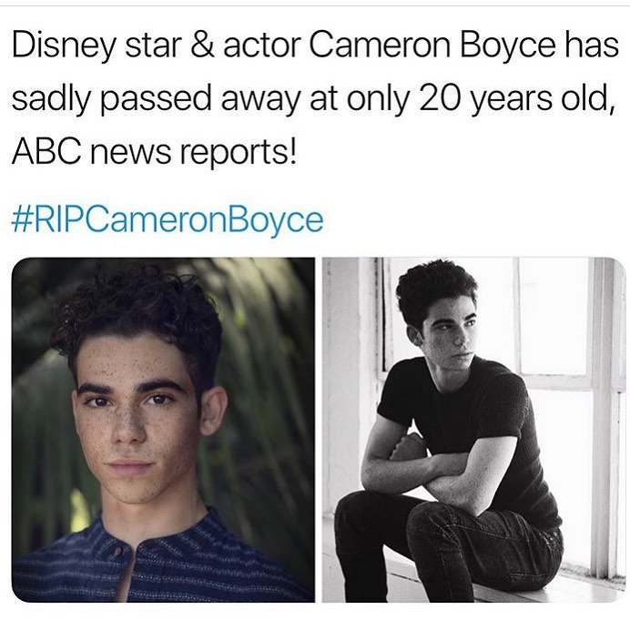 Disney star & actor Cameron Boyce has sadly passed away at only 20