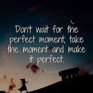 Don't wait for the perfect moment, take the moment and make it perfect.