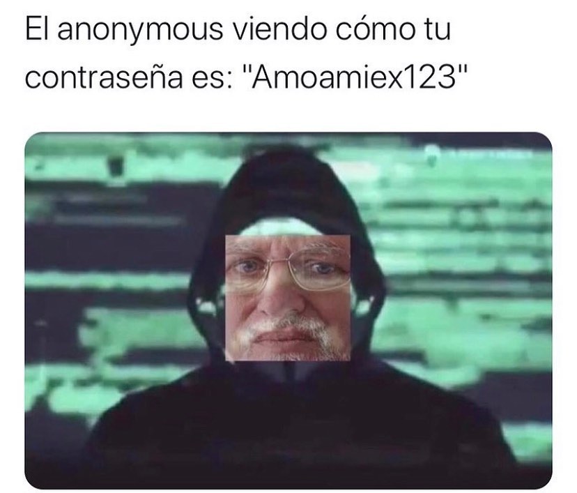 El anonymous viendo cómo tu contraseña es: "Amoamiex12311".