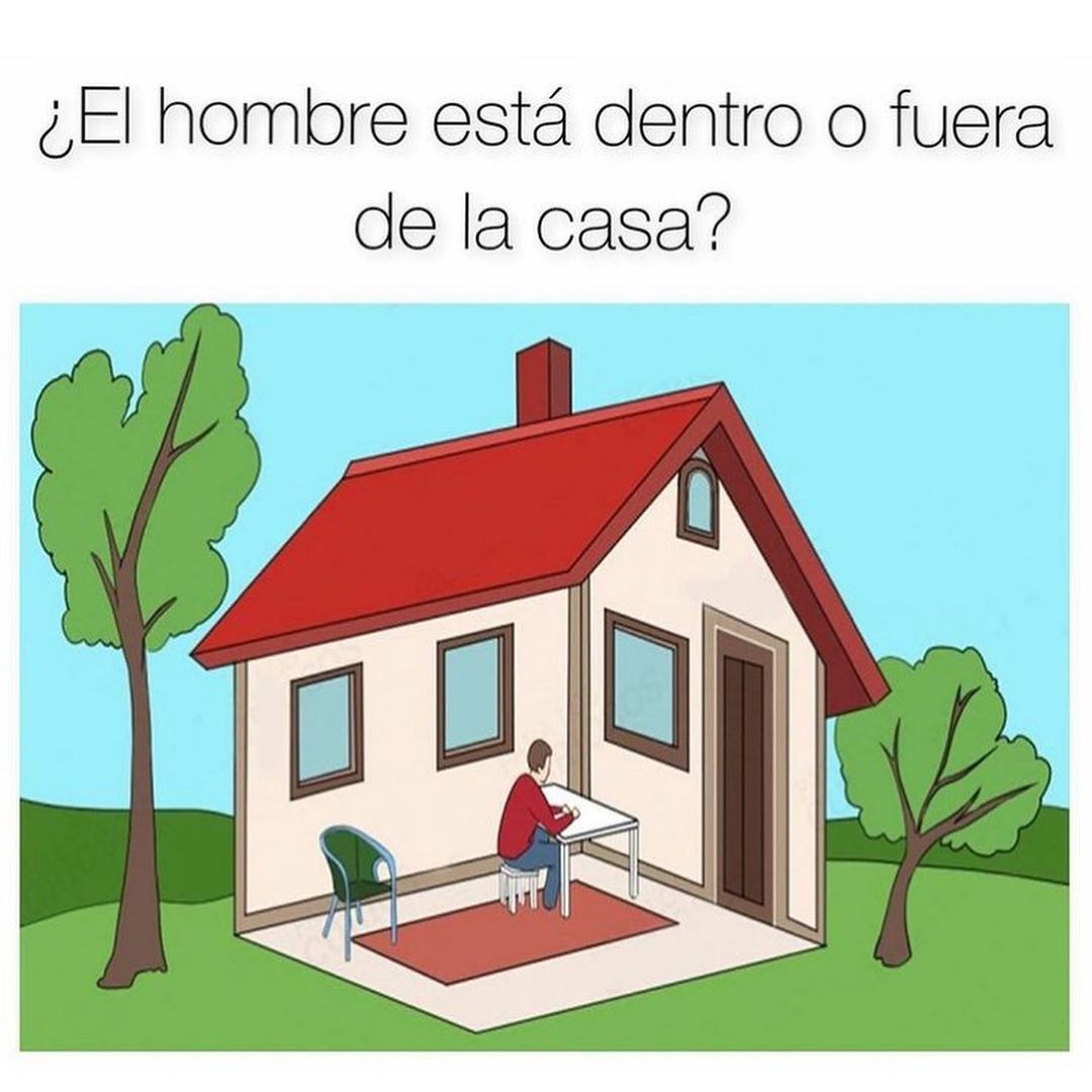 ¿El hombre está dentro o fuera de la casa?