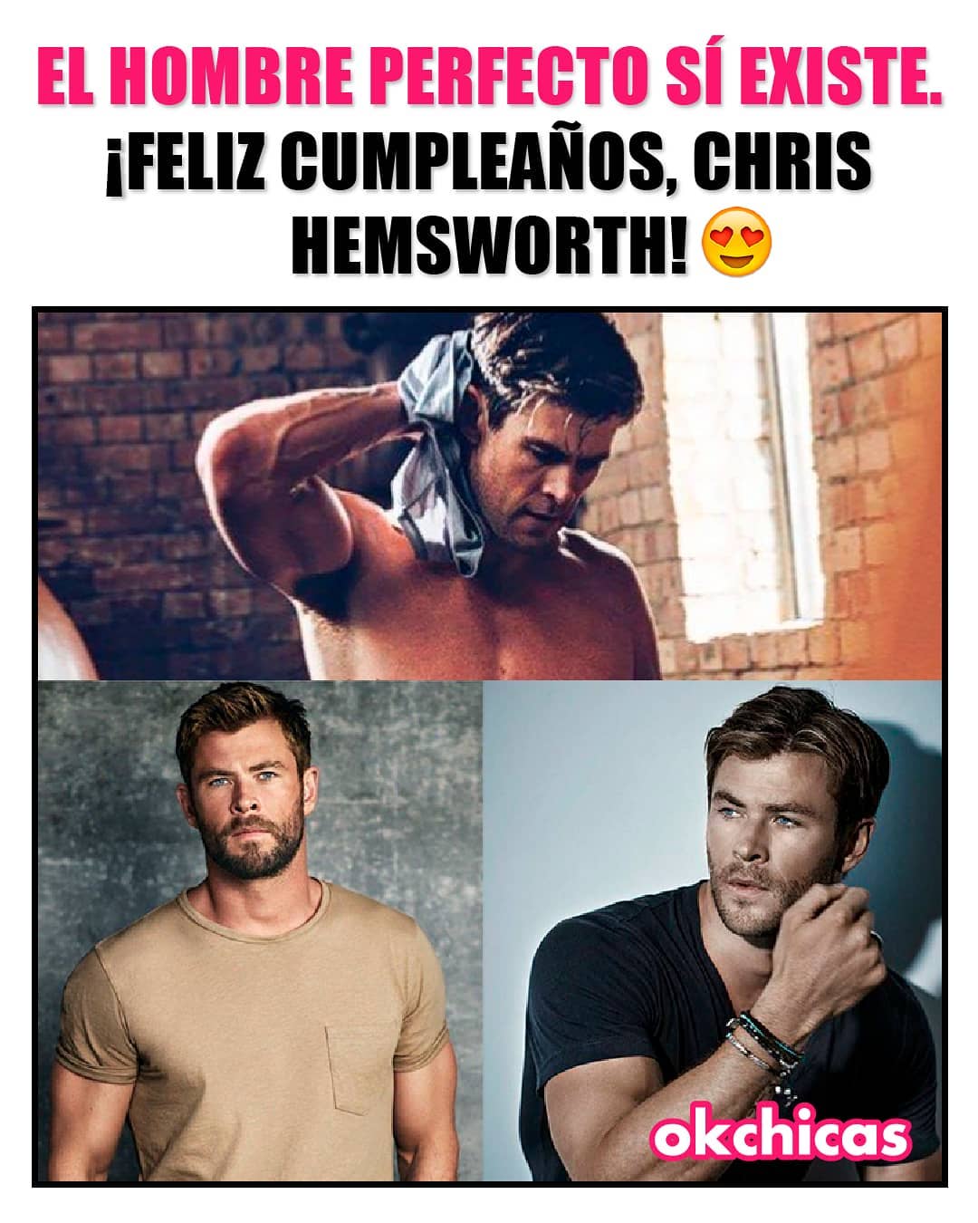 El hombre perfecto sí existe. ¡Feliz Cumpleaños, Chris Hemsworth!