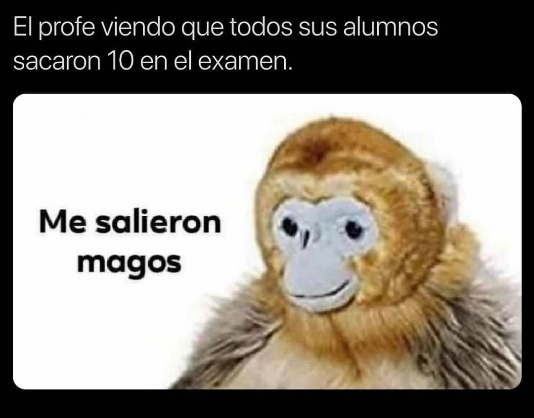 El profe viendo que todos sus alumnos sacaron 10 en el examen.  Me salieron magos.