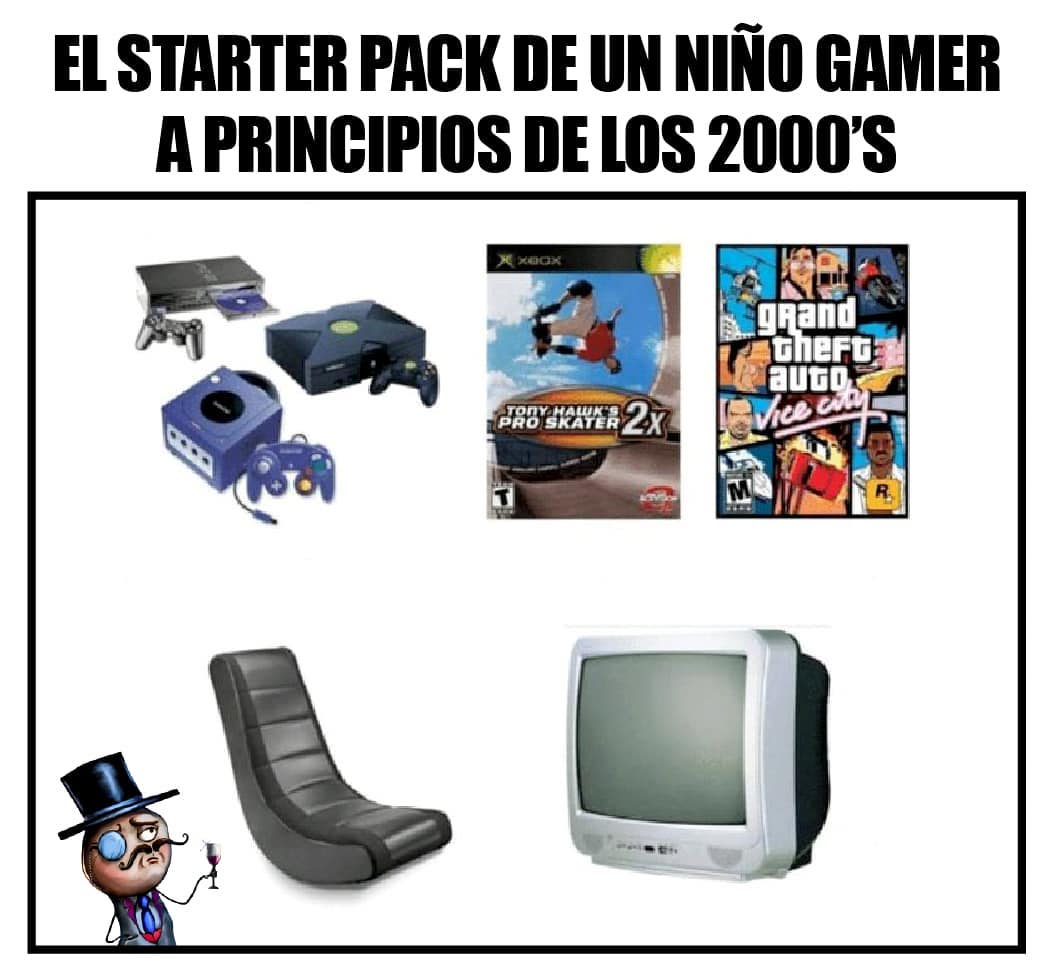 El starter pack de un niño gamer a principios de los 2000's.