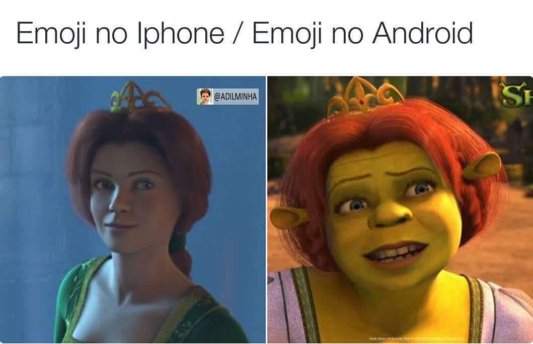 Emoji no Iphone. / Emoji no Android.