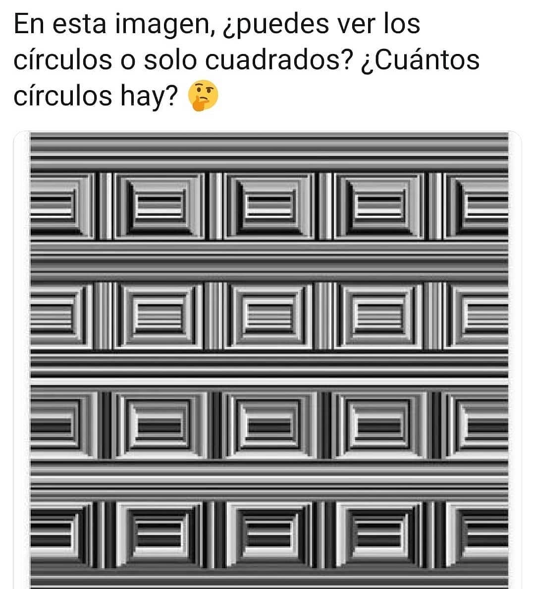 En esta imagen, ¿puedes ver los círculos o solo cuadrados? ¿Cuántos círculos hay?