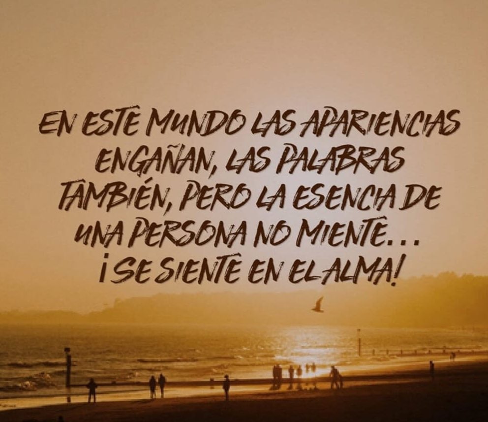 En este mundo las apariencias engañan, las palabras también, pero la escencia de una persona no miente... ¡Se siente en el alma!