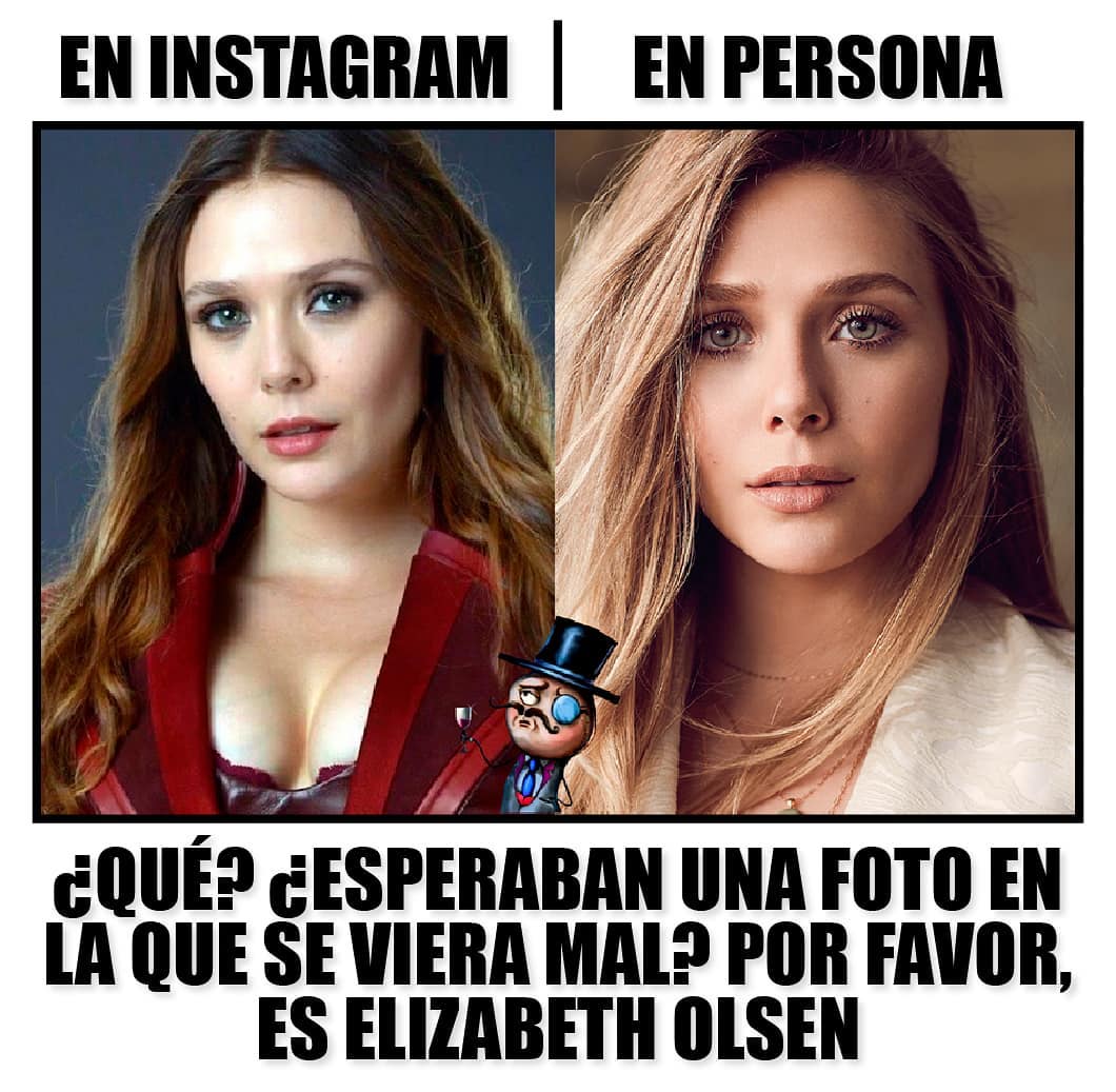 En Instagram / En persona. ¿Qué esperaban una foto en la que se viera mal, por favor, es Elizabeth Olsen.