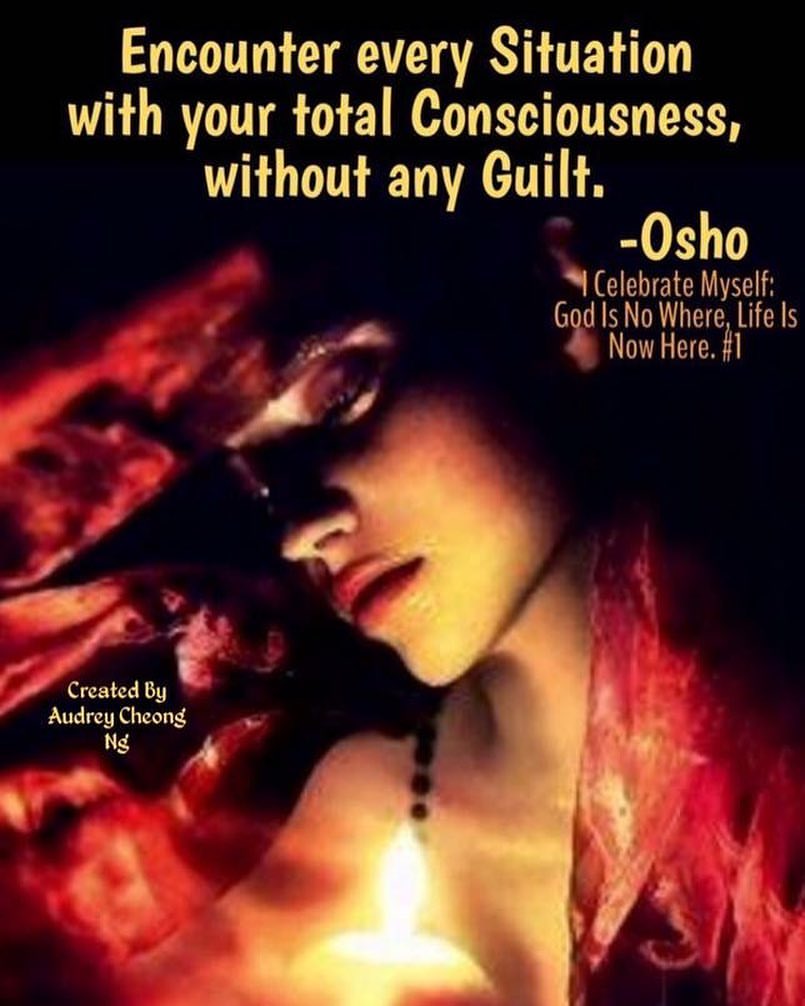 Encounter every situation with your total consciousness, without any guilt. Osho.