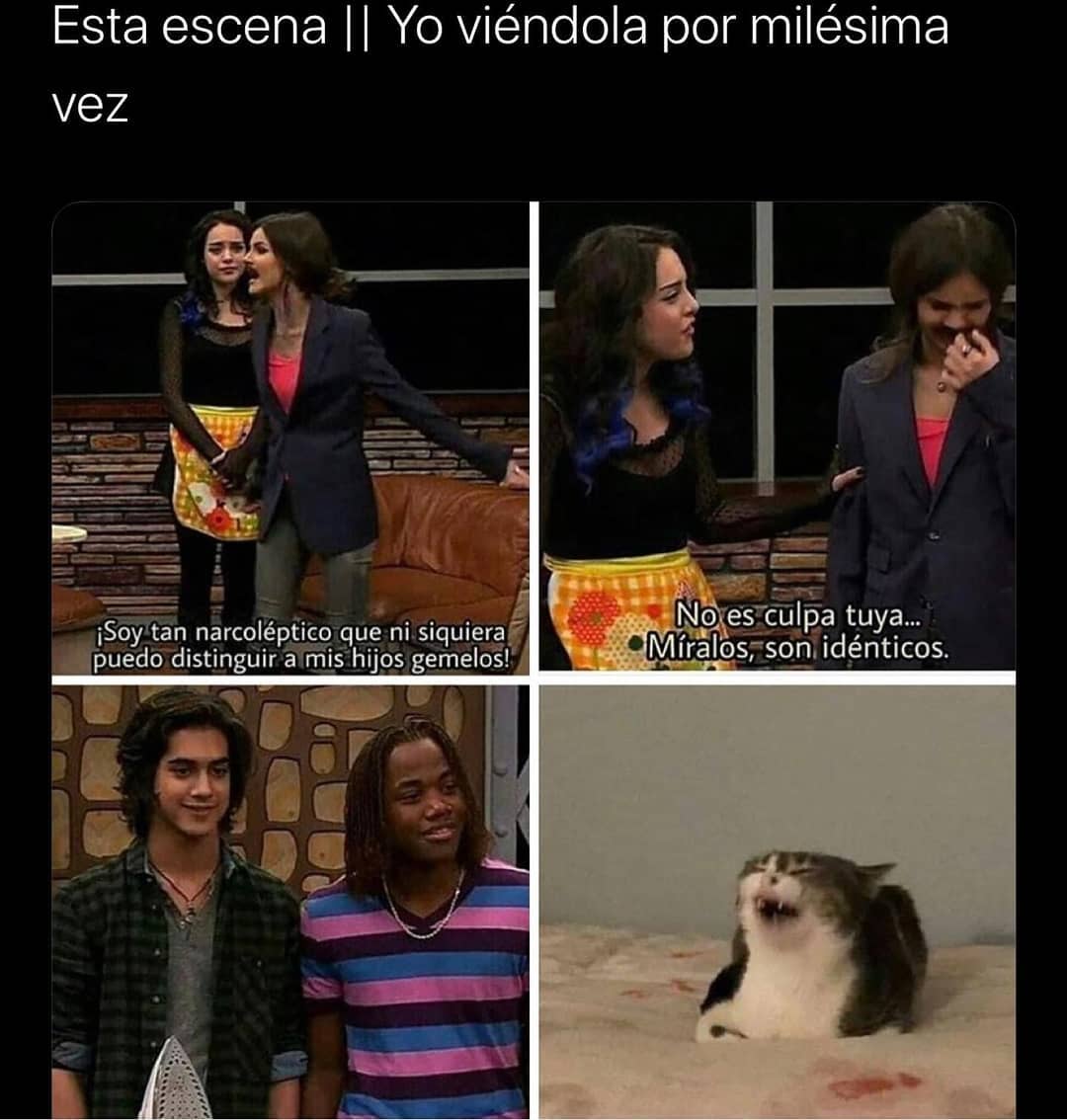 Esta escena // Yo viéndola por milésima vez. ¡Soy tan narcoléptico que ni siquiera puedo distinguir a mis hijos gemelos. No es culpa tuya, míralos, son idénticos.