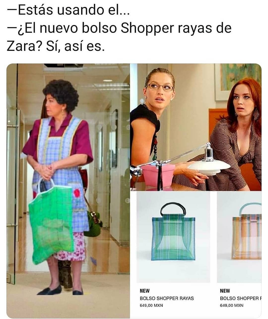 Estás usando el...  El nuevo bolso Shopper rayas de Zara. Sí, así es.