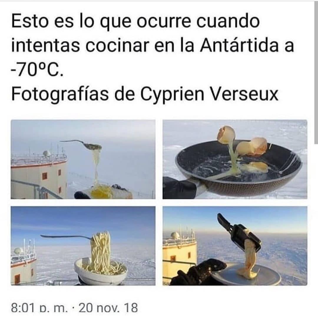 Esto es lo que ocurre cuando intentas cocinar en la Antártida a -70C.  Fotografías de Cyprien Verseux.