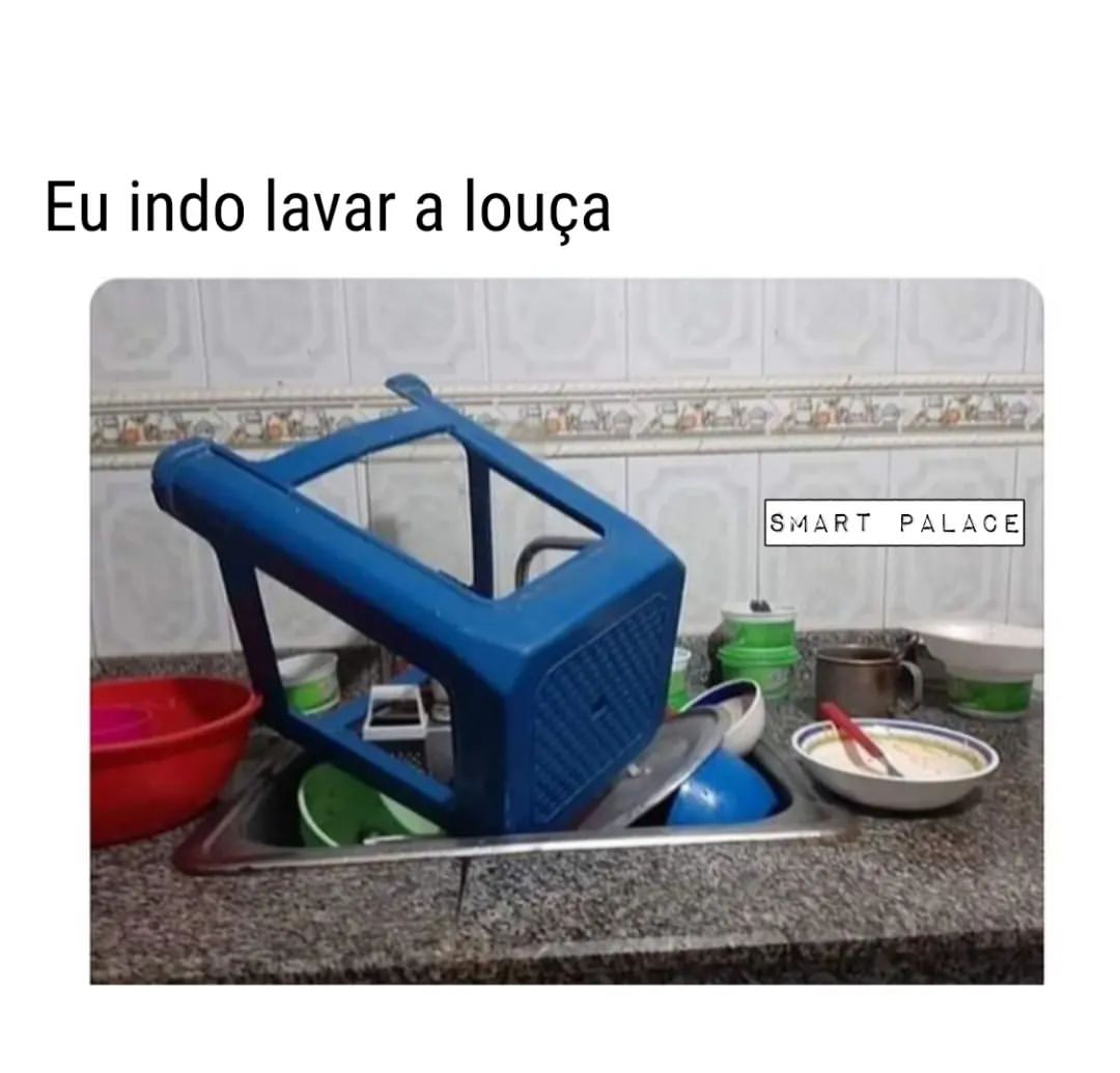 Eu indo lavar a louça.