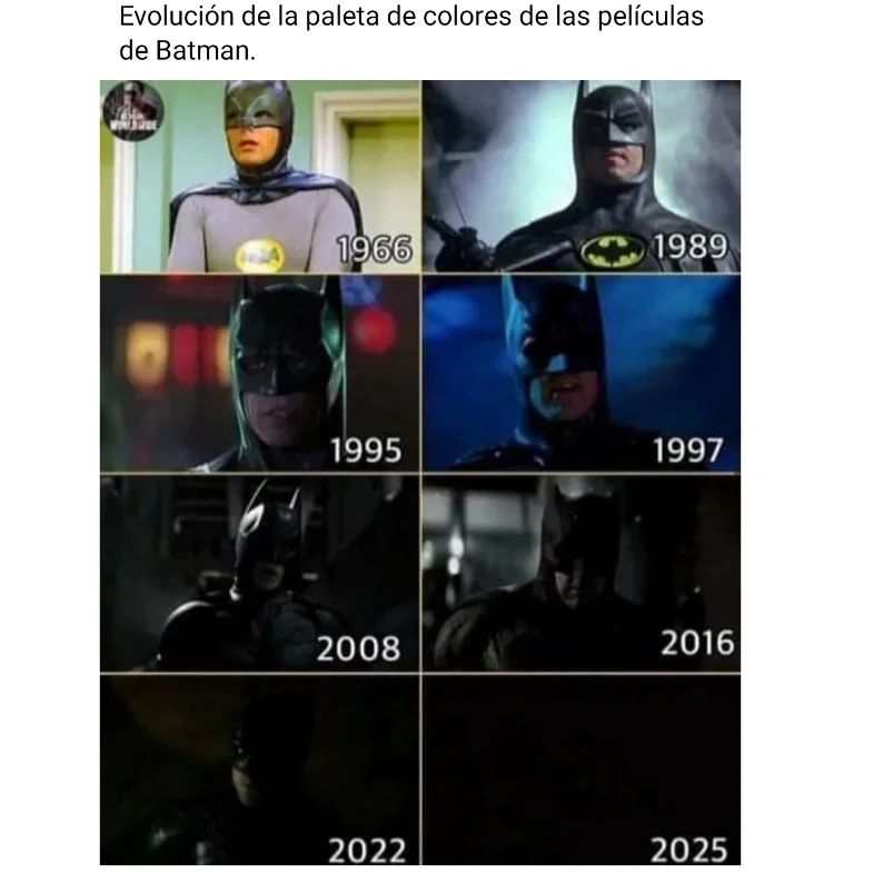 Evolución de la paleta de colores de las películas de Batman. - Memes