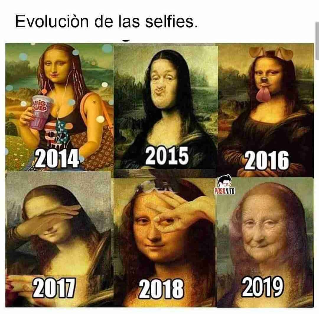 Evolución de las selfies. 2014. 2015. 2016. 2017. 2018. 2019.