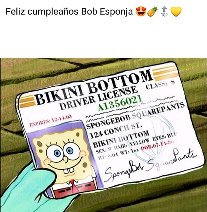 Feliz cumpleaños Bob Esponja.