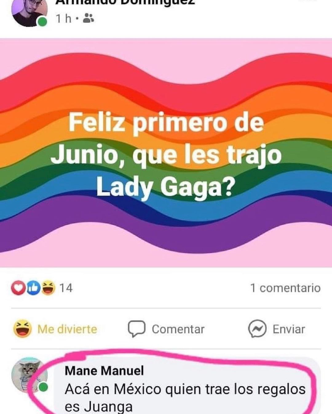 Feliz primero de Junio, que les trajo Lady Gaga?  Acá en México quien trae los regalos es Juanga.