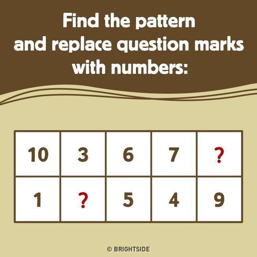 Find the pattern and replace question marks with numbers: