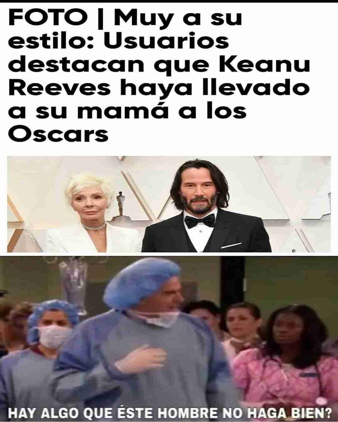 Foto I Muy a su estilo: Usuarios destacan que Keanu Reeves haya llevado a su mamá a los Oscars. Hay algo que éste hombre no haga bien?