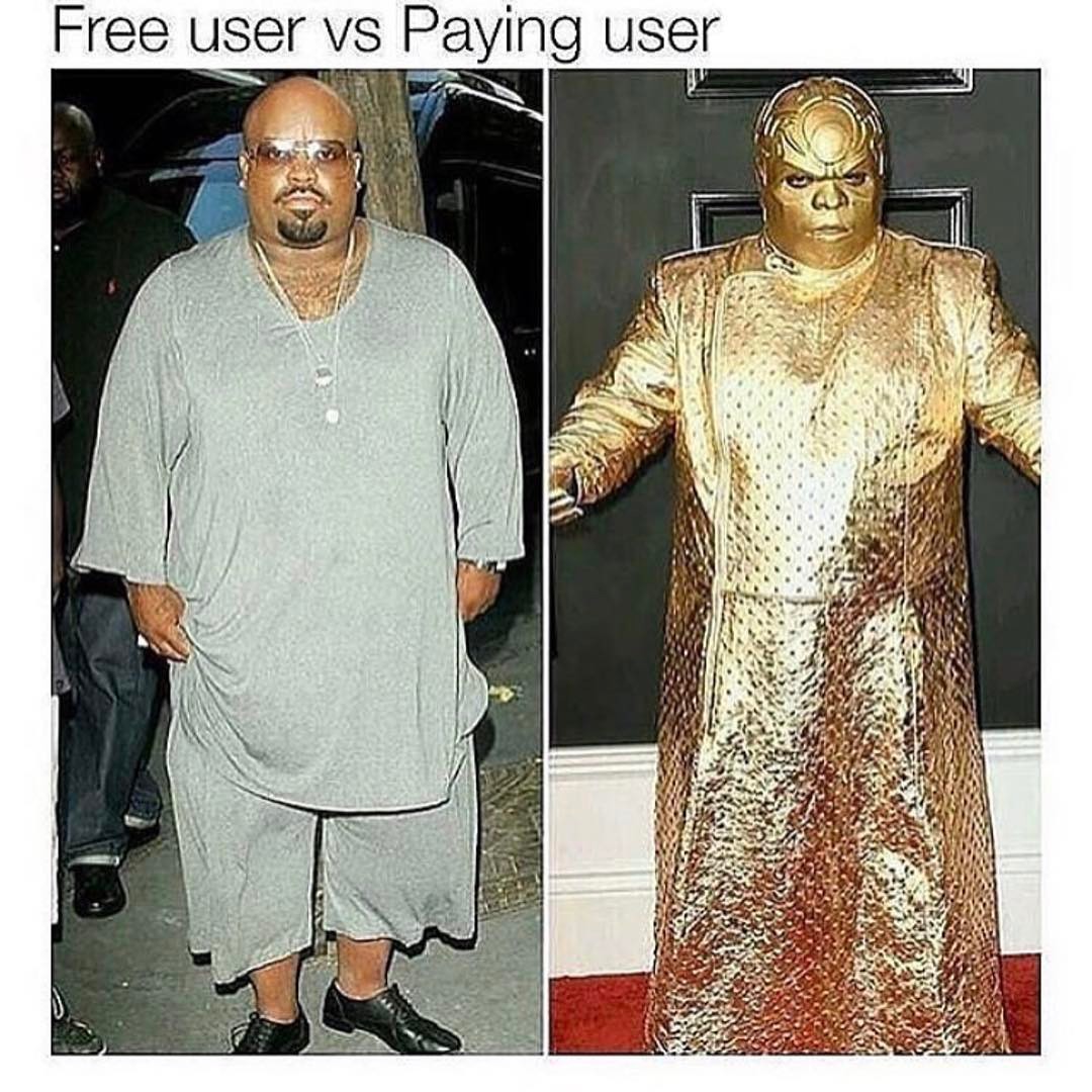 Free user vs Paying user.