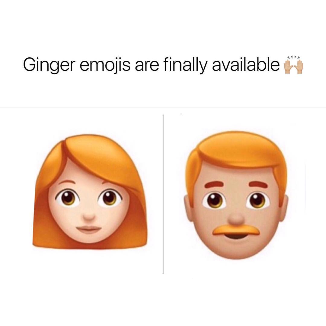 Ginger emojis are finally available.
