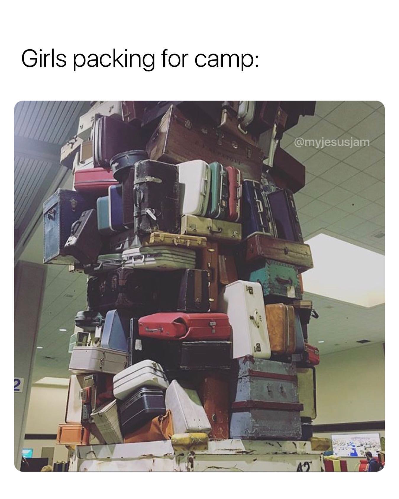 Girls packing for camp: