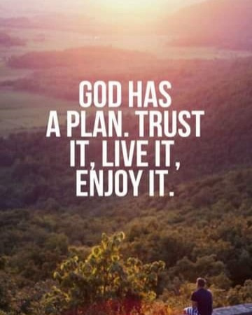 God has a plan. Trust it, live it, enjoy it. - Phrases