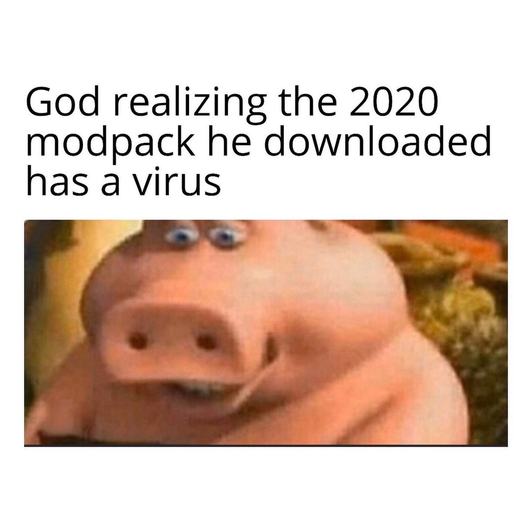 God realizing the 2020 modpack he downloaded has a virus.