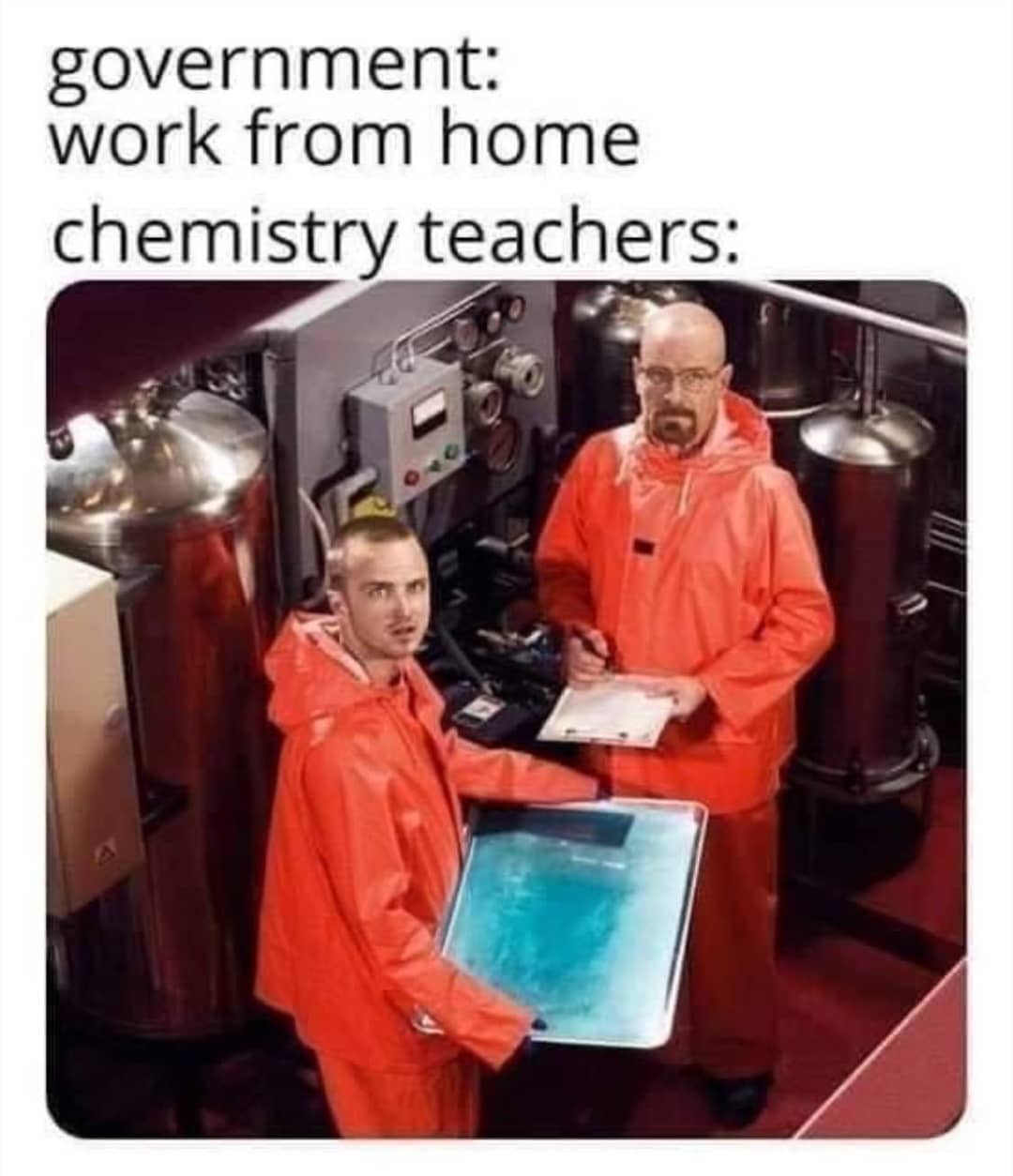 Government: Work from home chemistry teachers: