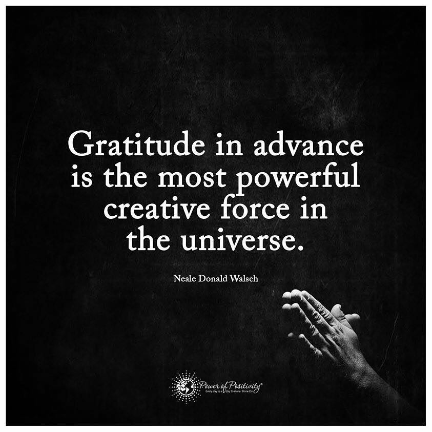 Gratitude in advance is the most powerful creative force in the universe.