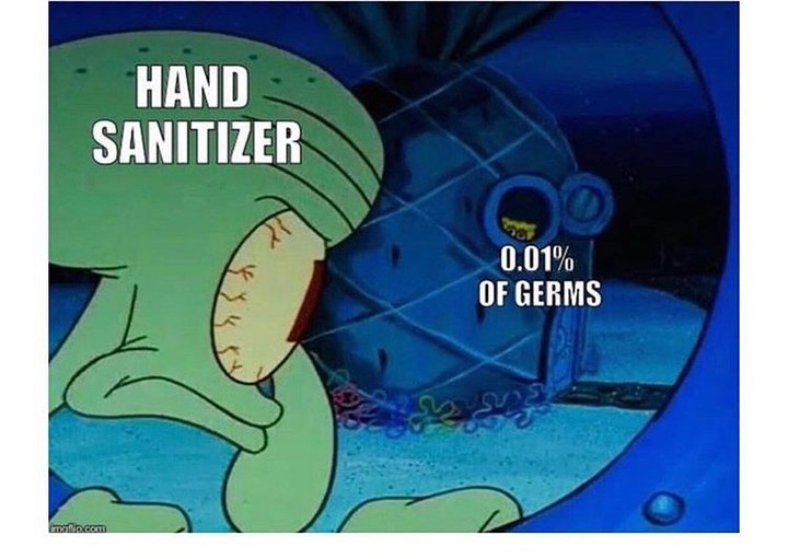 Hand sanitizer 0.01% of germs.