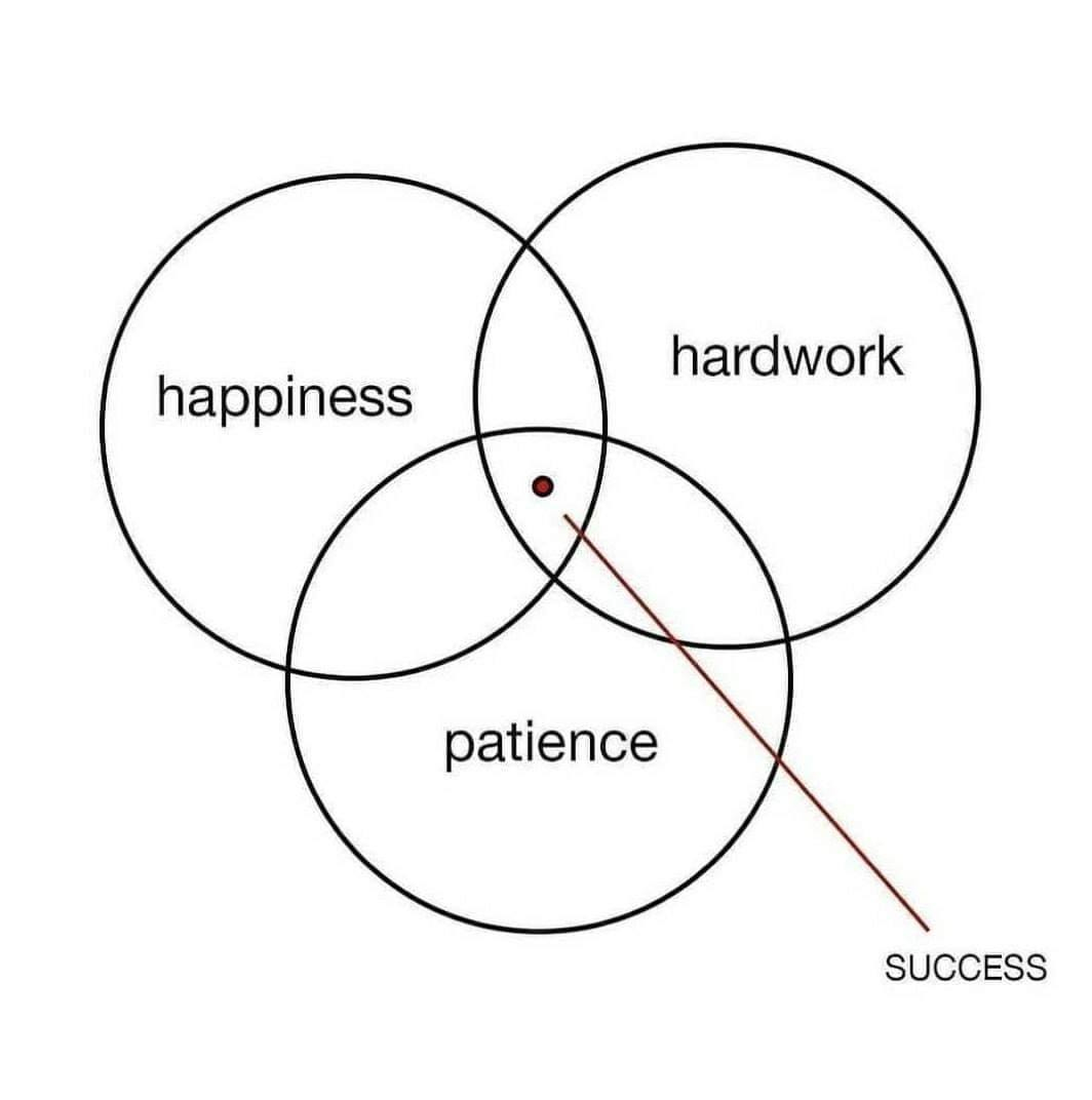 Happiness. Hardwork. Patience. Success.