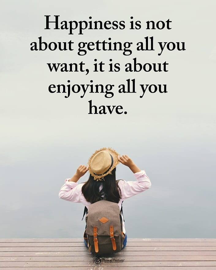 Happiness is not about getting all you want, it is about enjoying all you have.