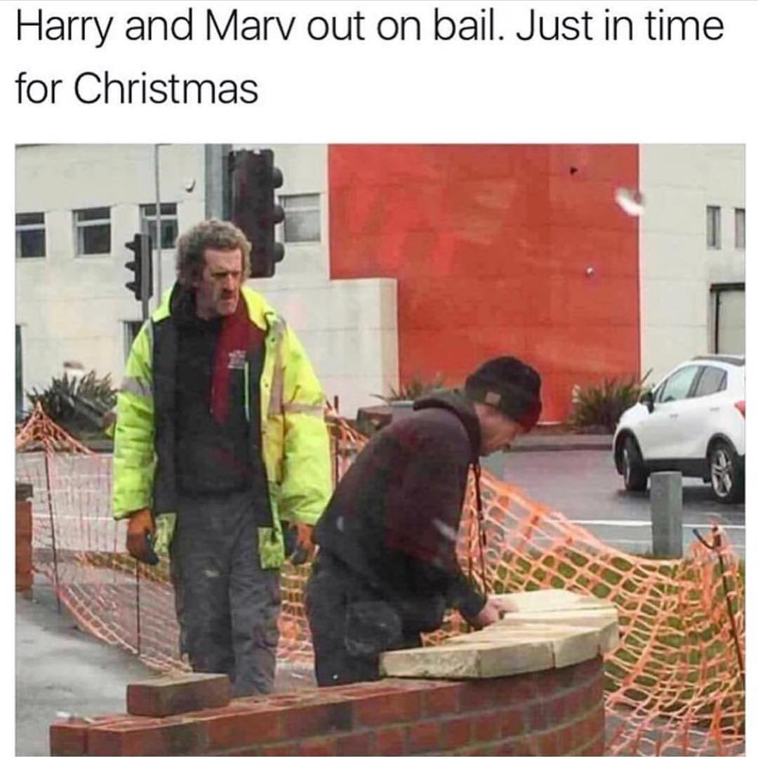 Harry and Marv out on bail. Just in time for Christmas.