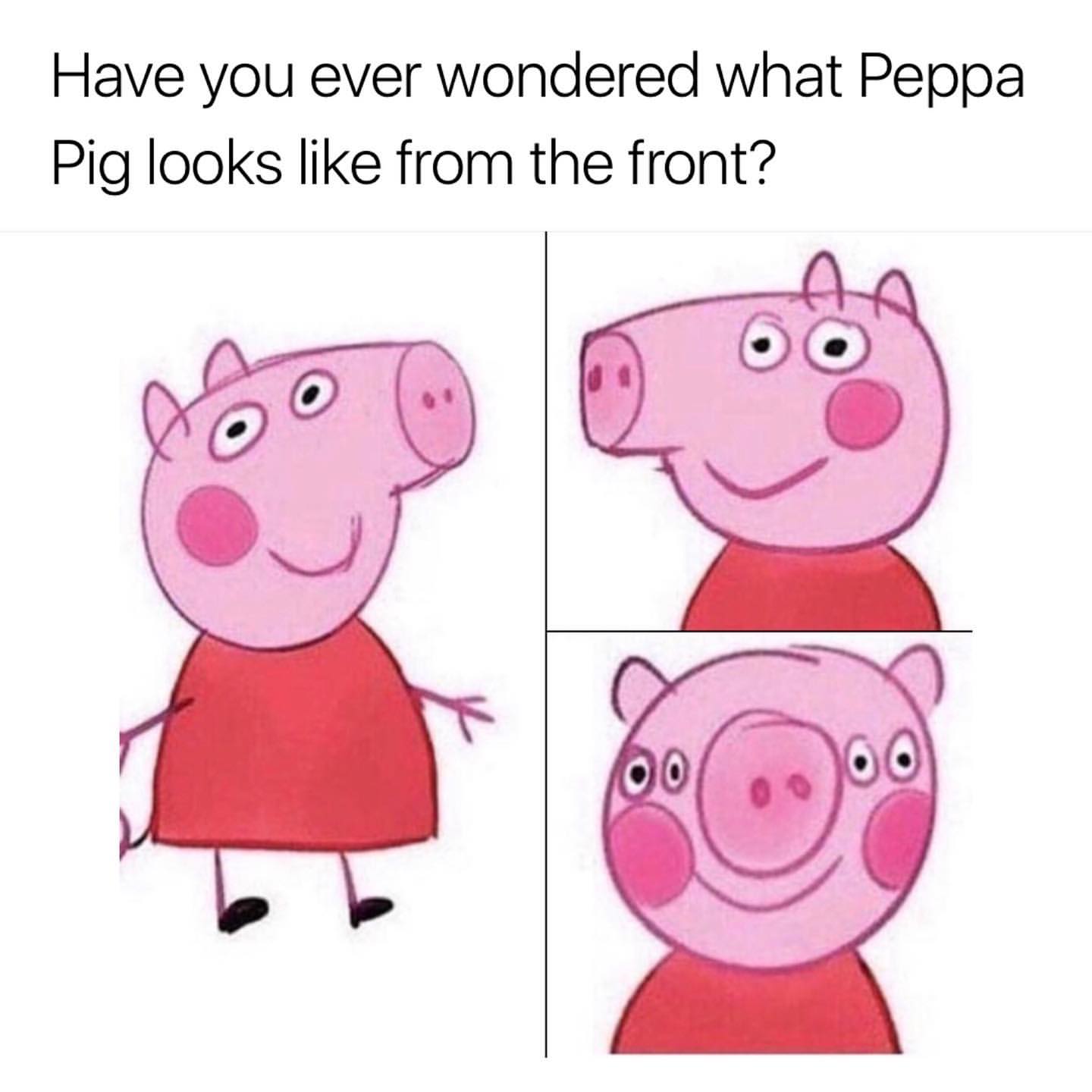 Have you ever wondered what Peppa Pig looks like from the front?