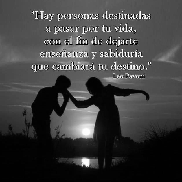 Hay personas destinadas a pasar por tu vida con el fin de dejarte enseñanza y sabiduría que cambiará tu destino.