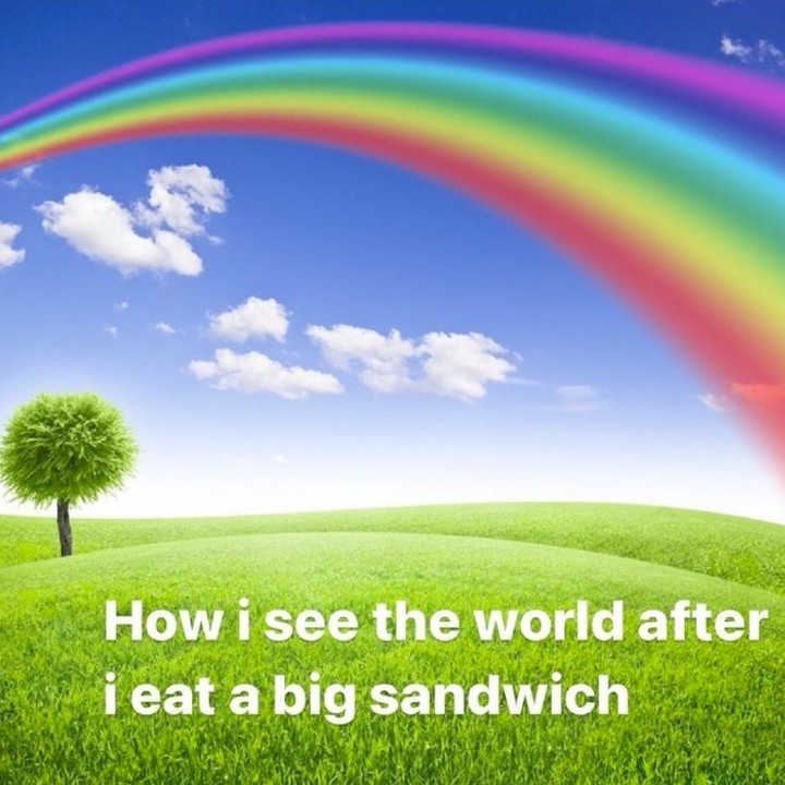 How I see the world after I eat a big sandwich.
