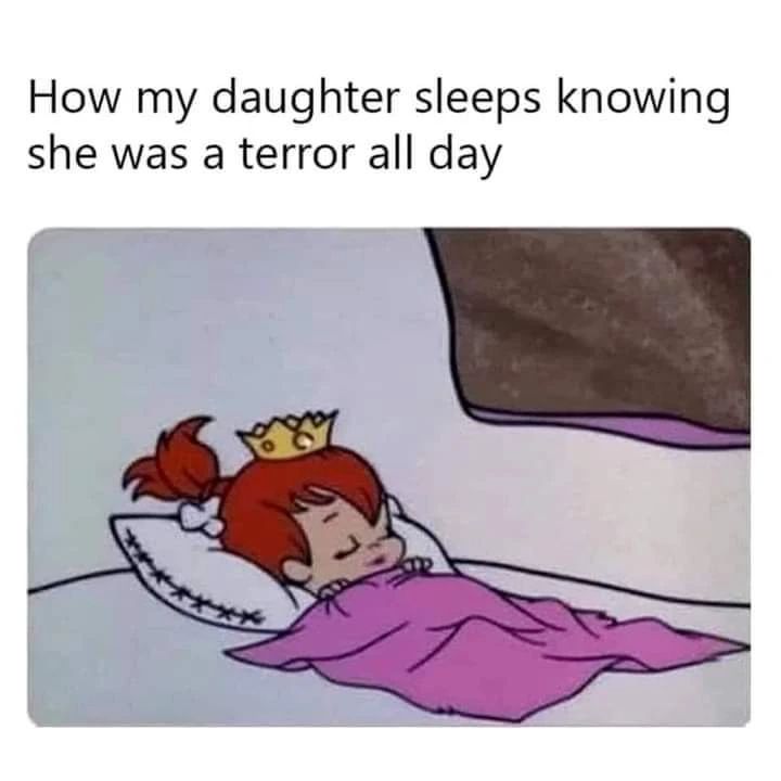 how-my-daughter-sleeps-knowing-she-was-a-terror-all-day-funny