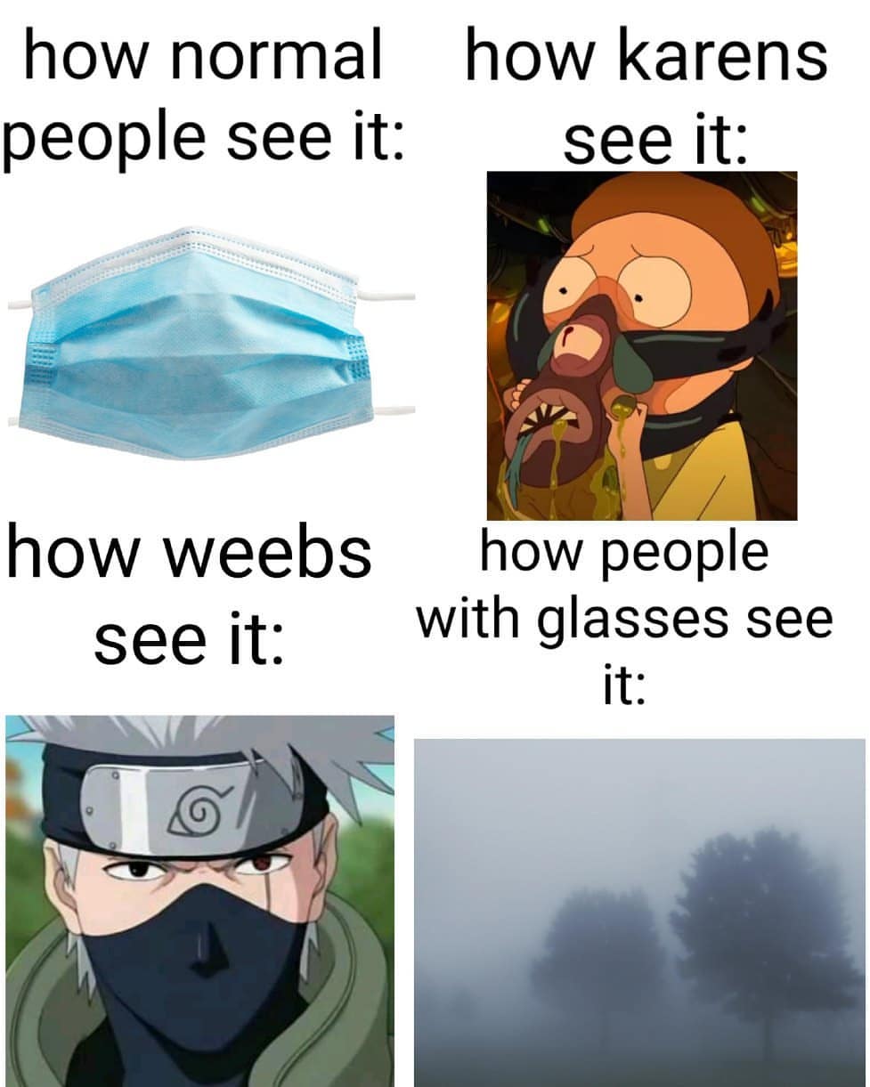 How normal people see it: How karens see it: How weebs see it: How people with glasses see see it: