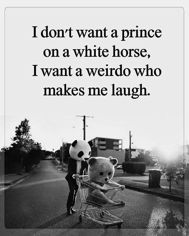I don't want a prince on a white horse, I want a weirdo who makes me laugh.