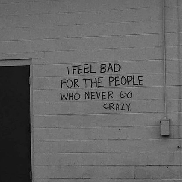 I feel bad for people who never go crazy.