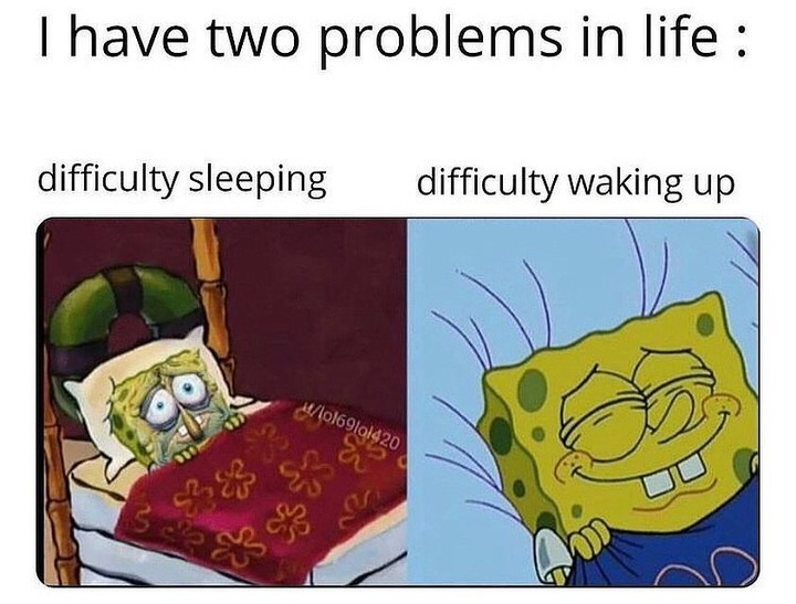 I have two problems in life: Difficulty sleeping. Difficulty waking up.