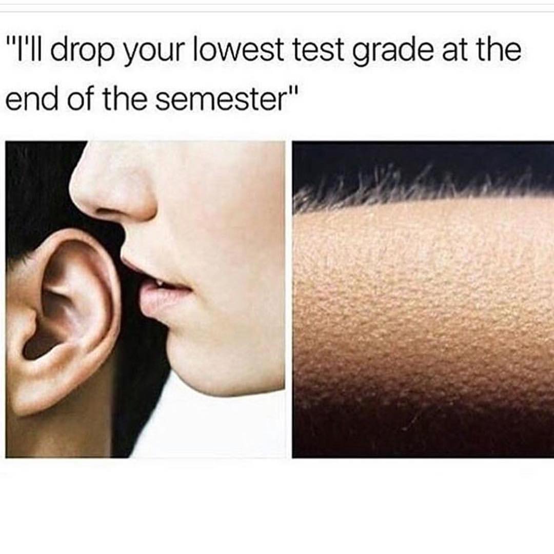 I'll drop your lowest test grade at the end of the semester.