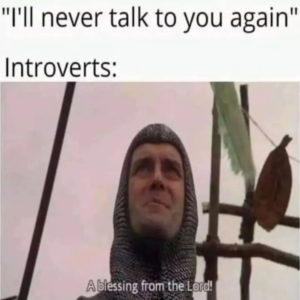 I'll never talk to you again. Introverts: A blessing from the Lord!