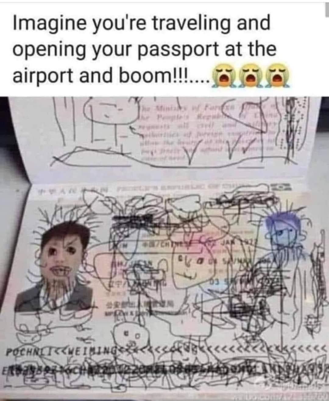 Imagine you're traveling and opening your passport at the airport and boom!!!