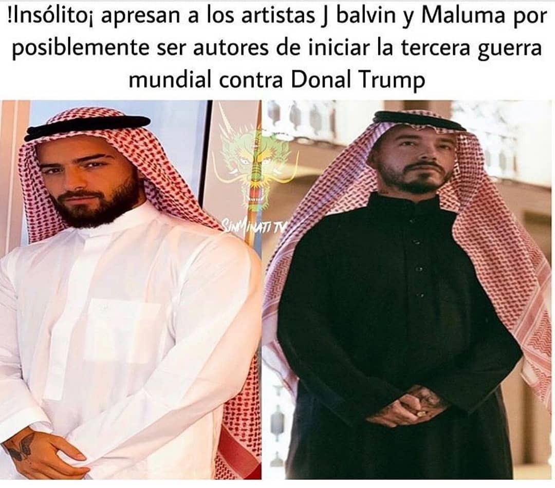 ¡Insólito! Apresan a los artistas J Balvin y Maluma por posiblemente ser autores de iniciar la tercera guerra mundial contra Donal Trump.
