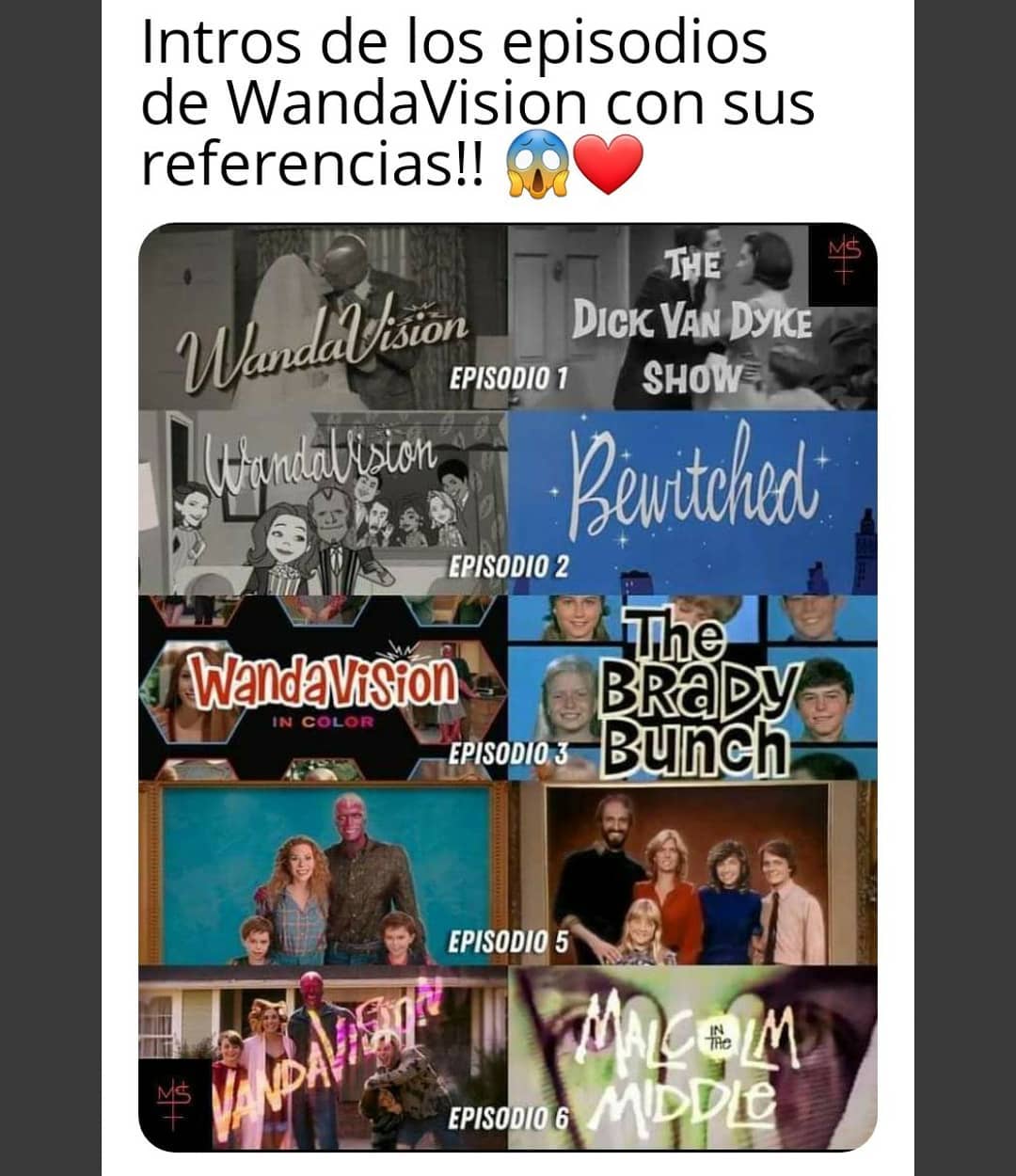 Intros de los episodios de WandaVision con sus referencias!!
