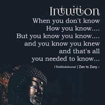 Intuition. When you don't know how you know.... But you know you know.... and you know you knew and that's all you needed to know...